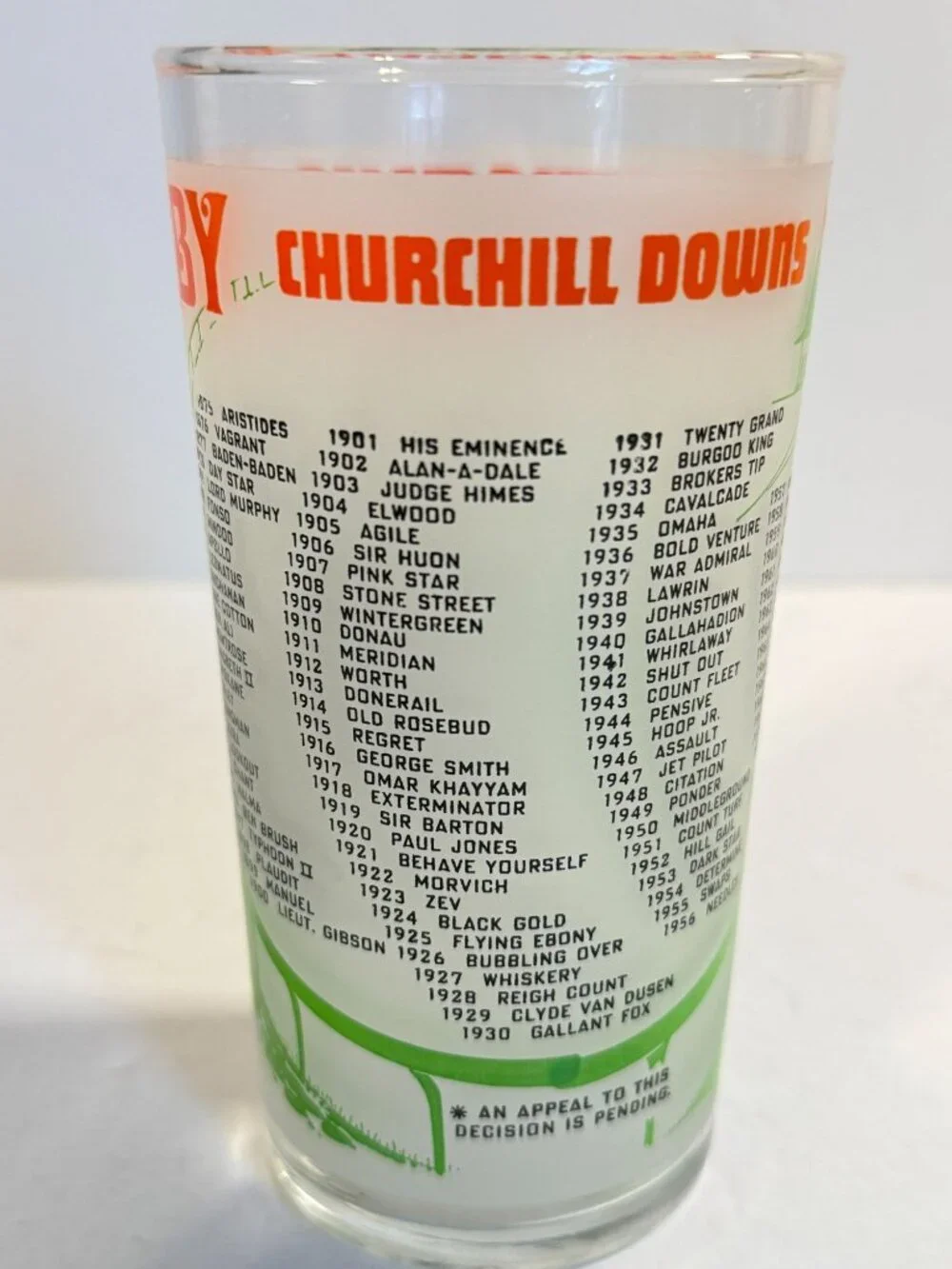 Vintage 1972 Kentucky Derby Mint Julep Glass Churchill Downs Barware